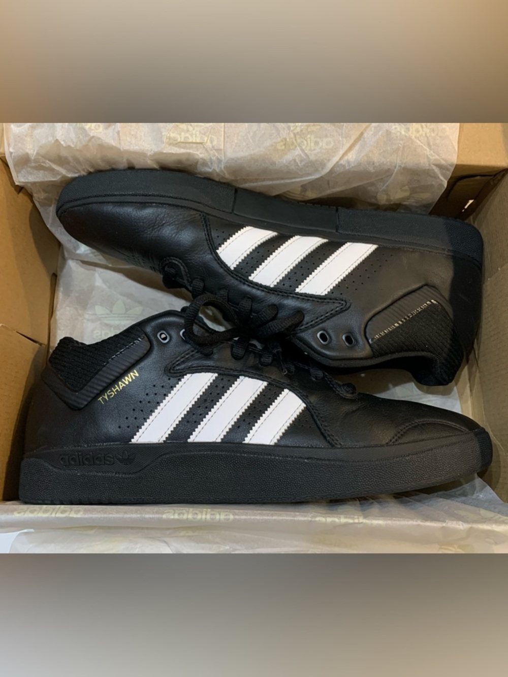 Black Leather Tyshawn Adidas Shoes